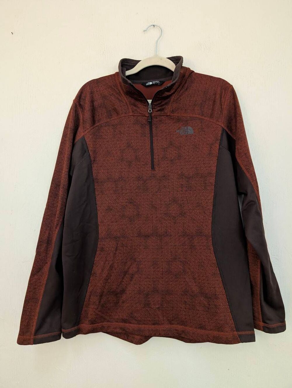 The North Face 1/4 zip pullover burnt orange Aztec pattern men's size Large
